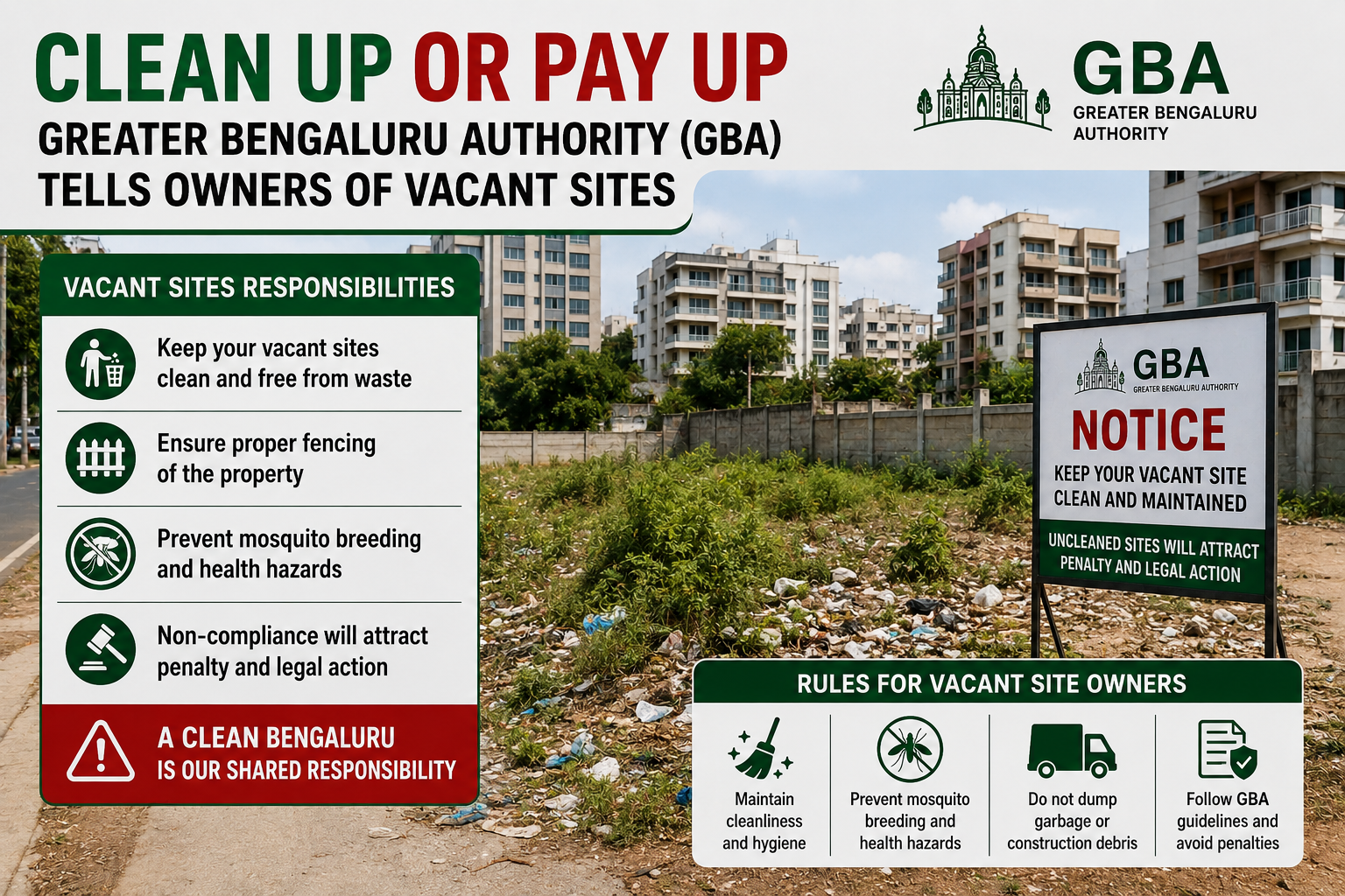 Bengaluru Vacant Site Rules: Cleaning, Fencing & Penalties