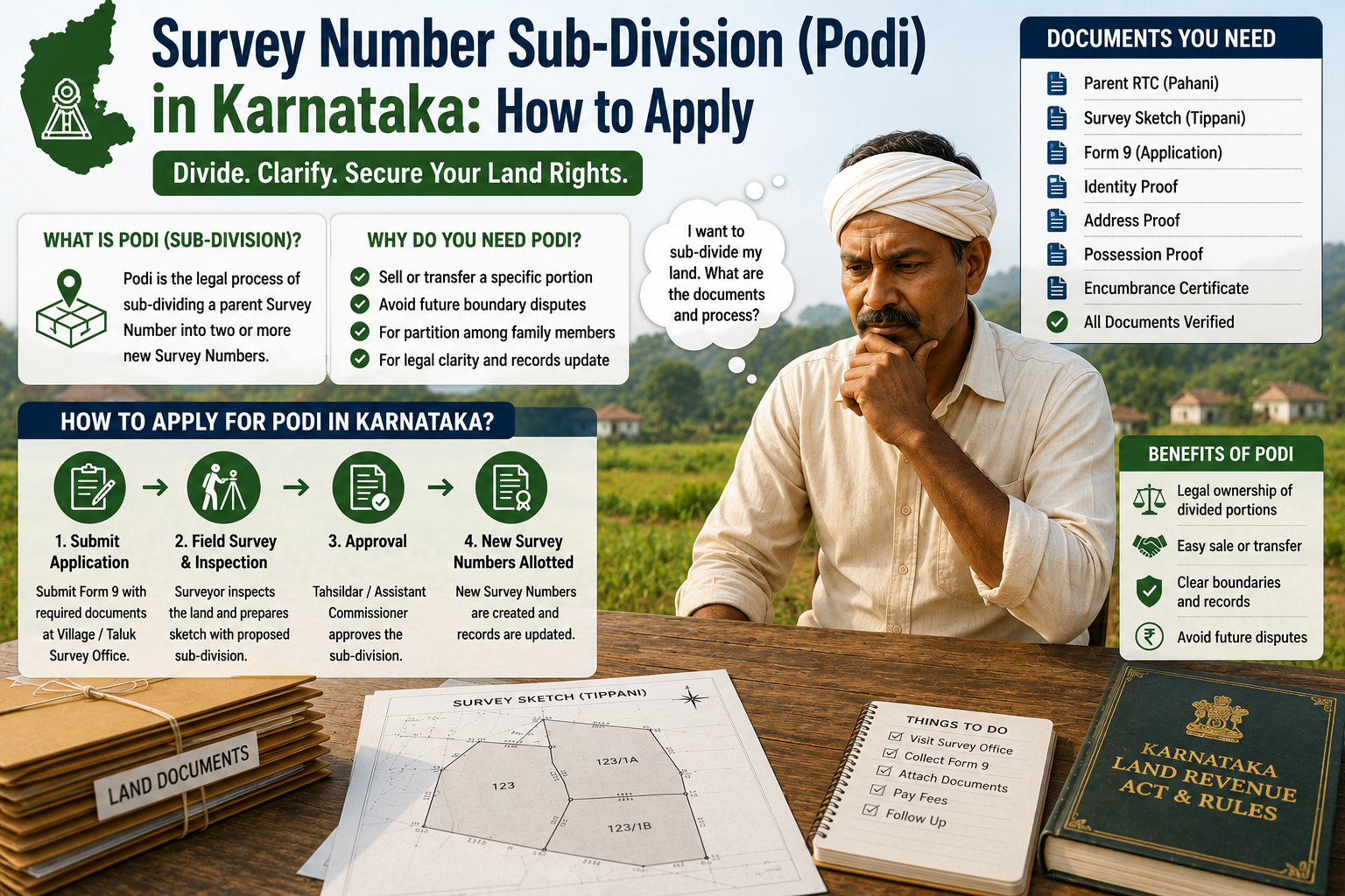 Survey Number Sub-Division (Podi) in Karnataka: How to Apply